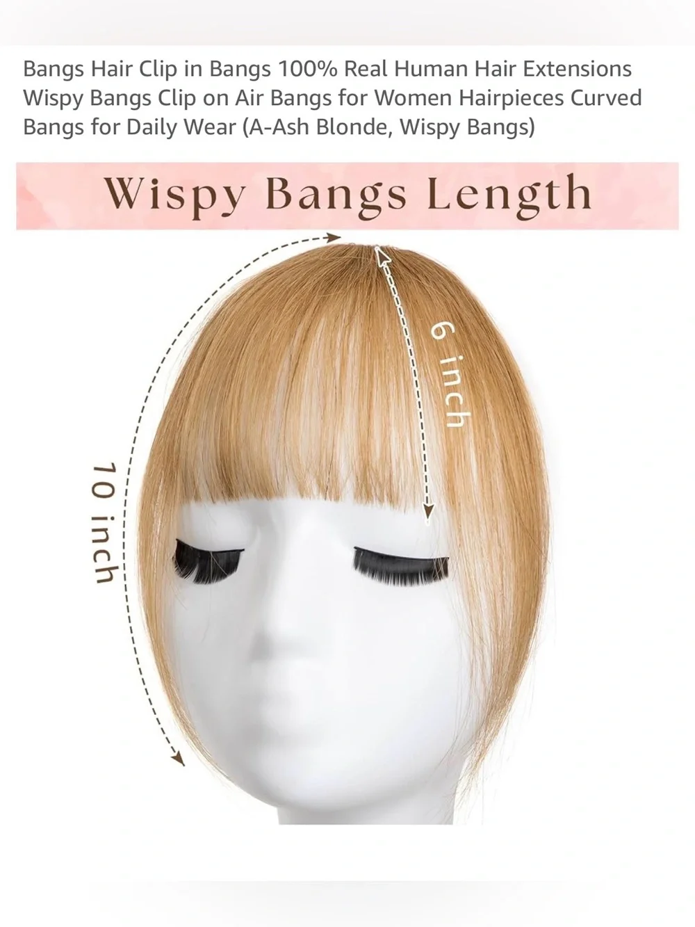EINAEY 100% Human Hair Clip in Bangs. Wear the Look You Love NWT